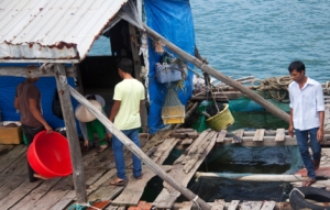 Fischverkäufer auf dem Meer